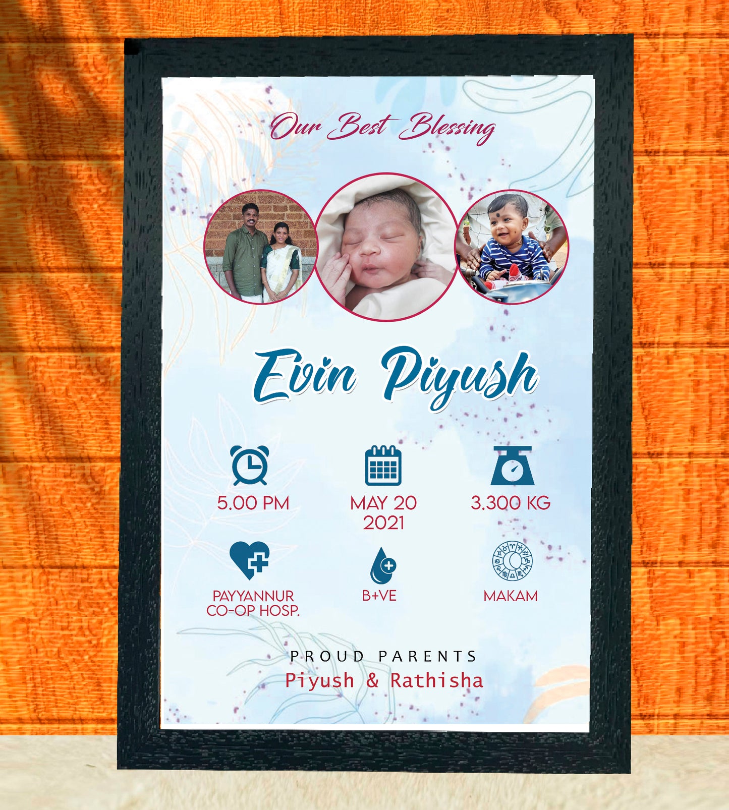 Birth Record Frame – Celebrate the First Chapter of Life