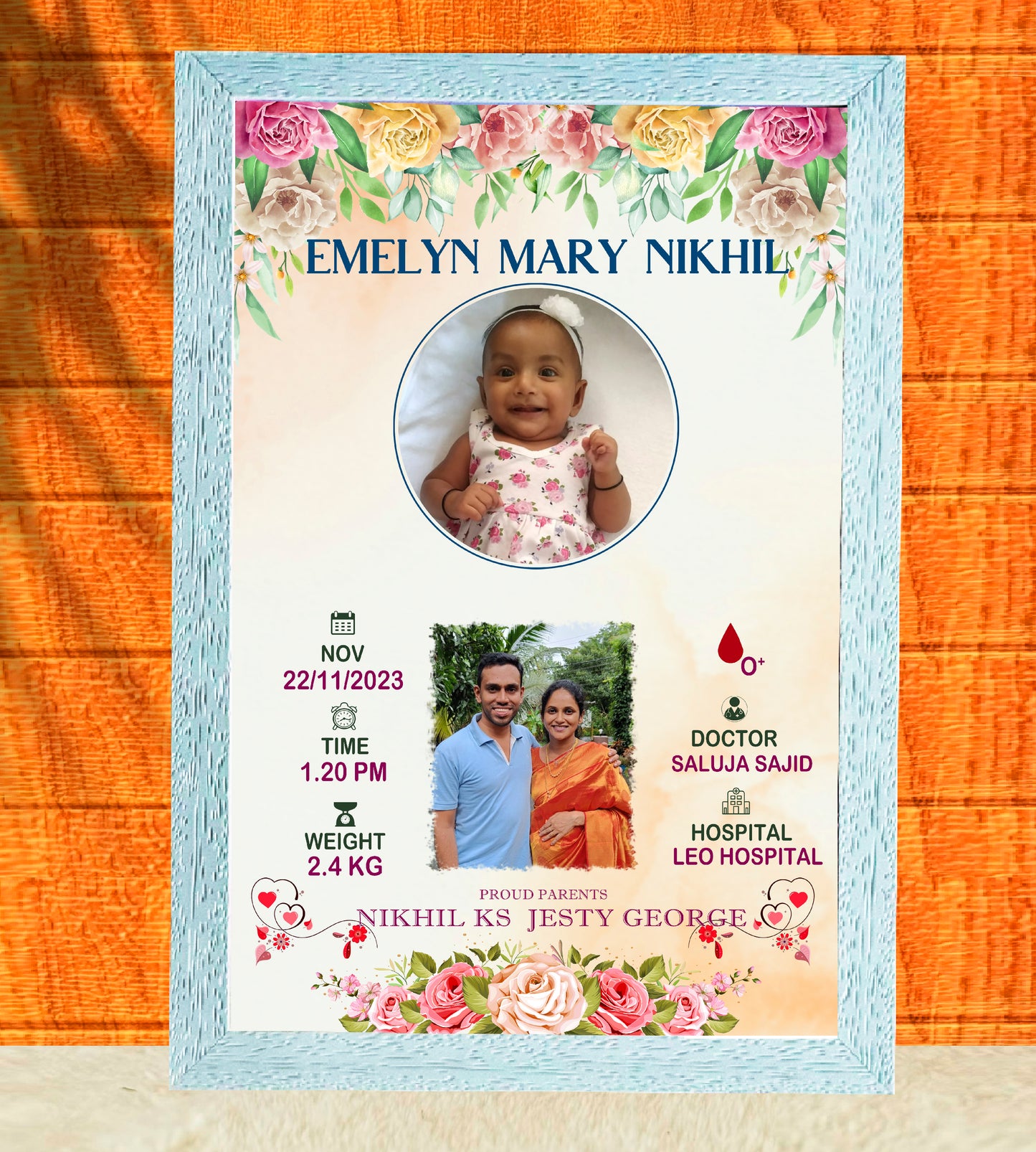 Birth Record Frame – Celebrate the First  Chapter of Life