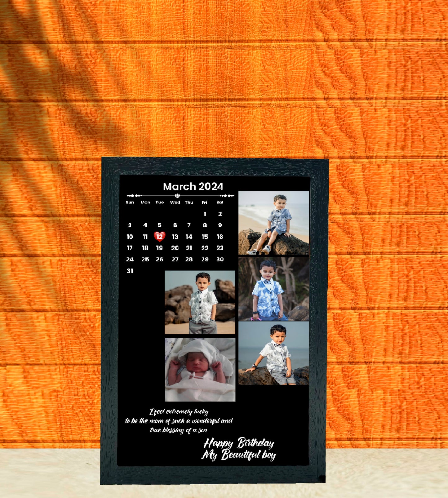 Black Theme Calendar Date Highlight Frame