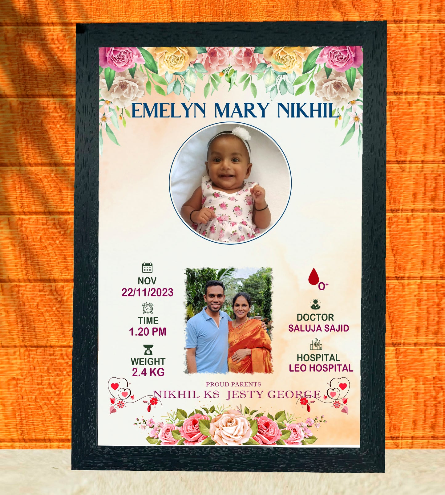 Birth Record Frame – Celebrate the First  Chapter of Life