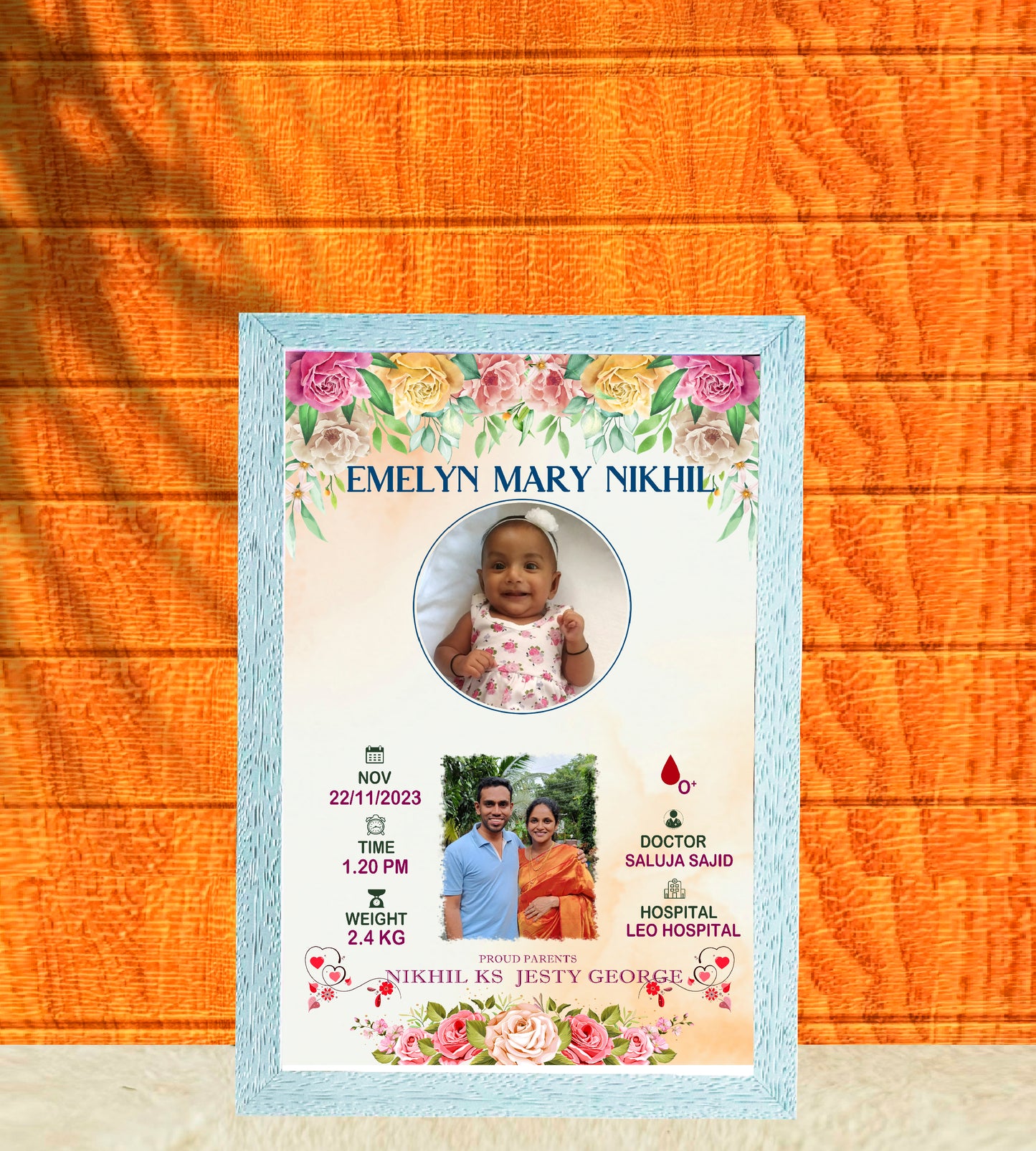 Birth Record Frame – Celebrate the First  Chapter of Life