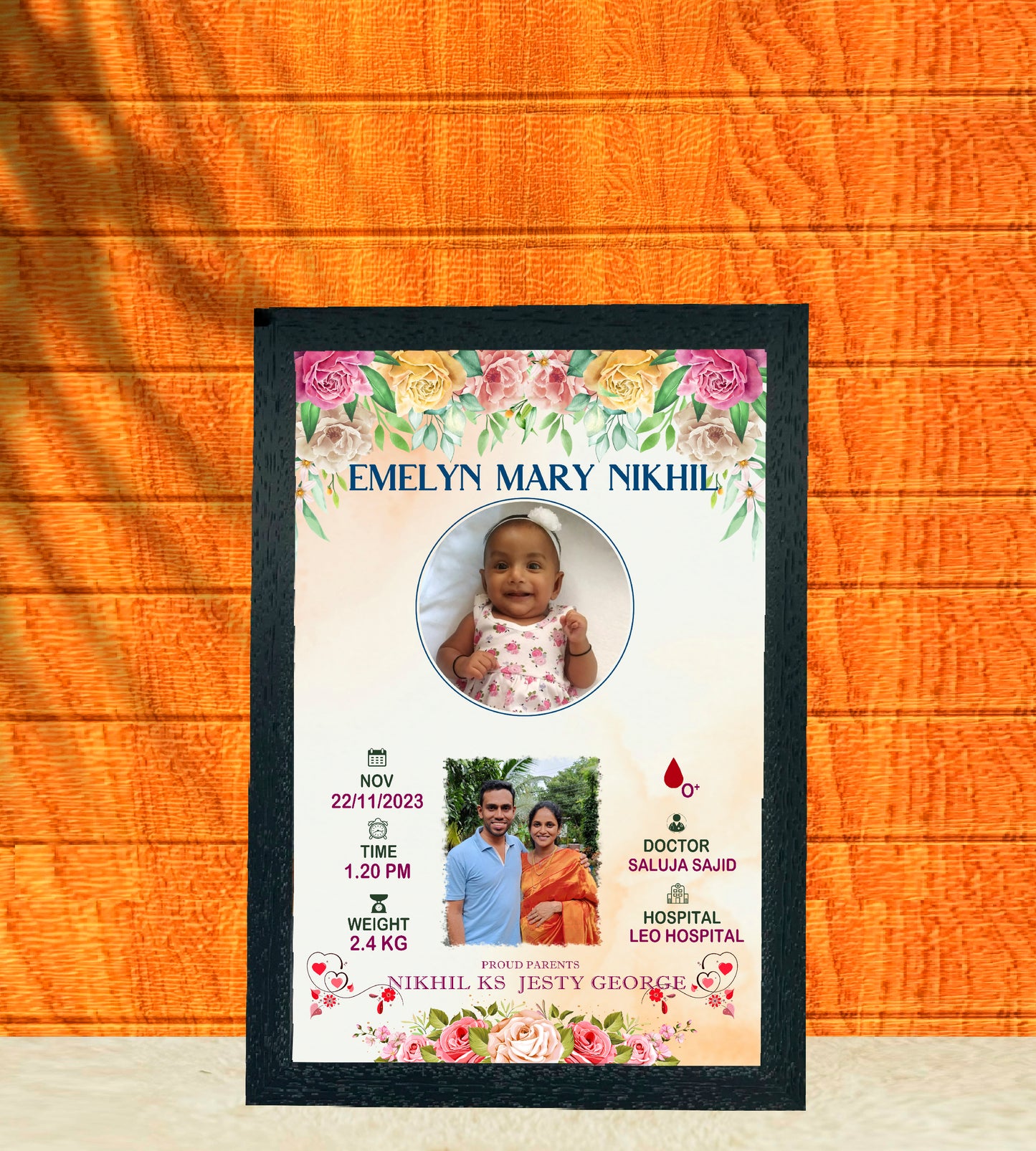 Birth Record Frame – Celebrate the First  Chapter of Life