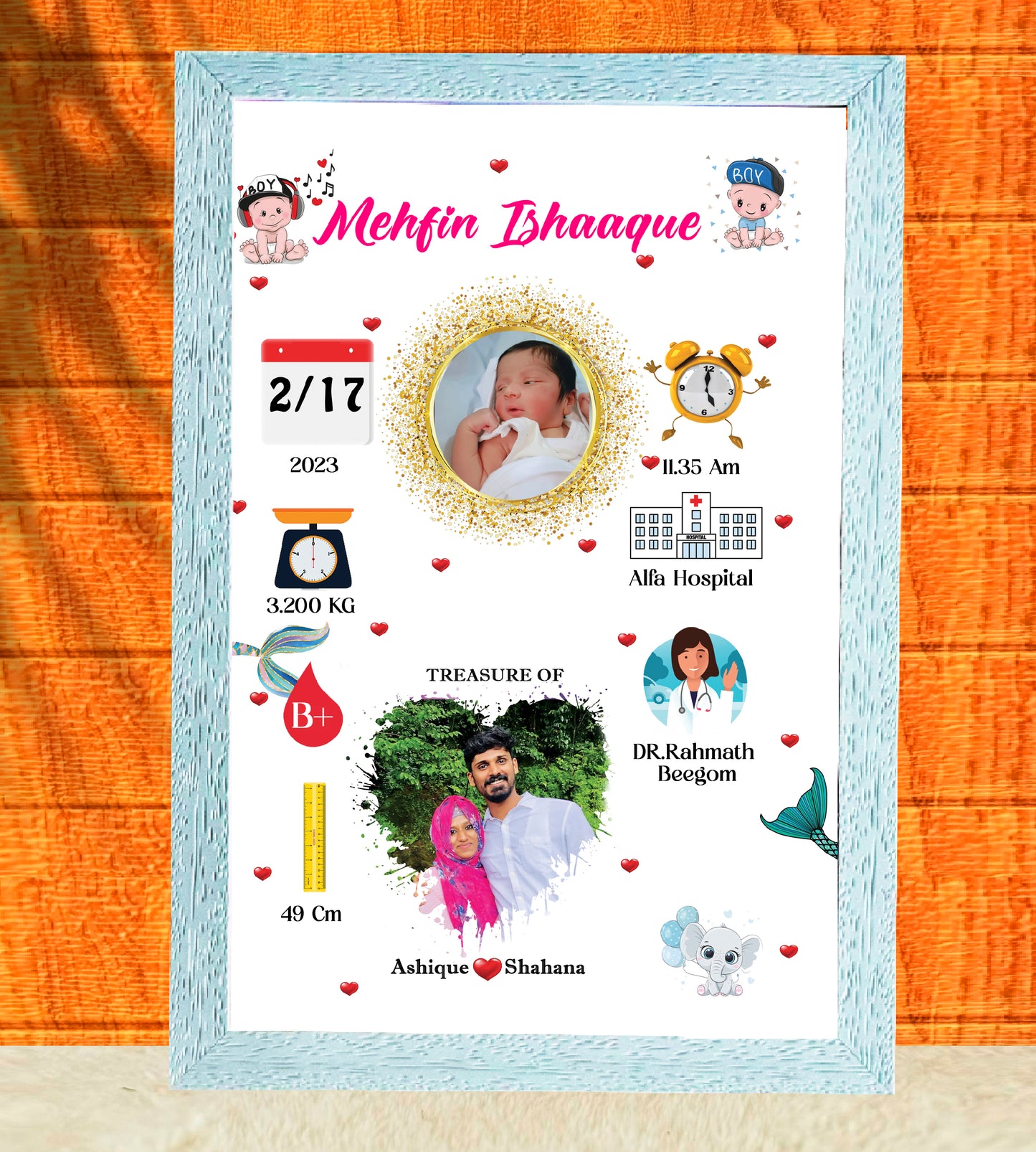 Birth Record Frame – Celebrate the First Chapter of Life