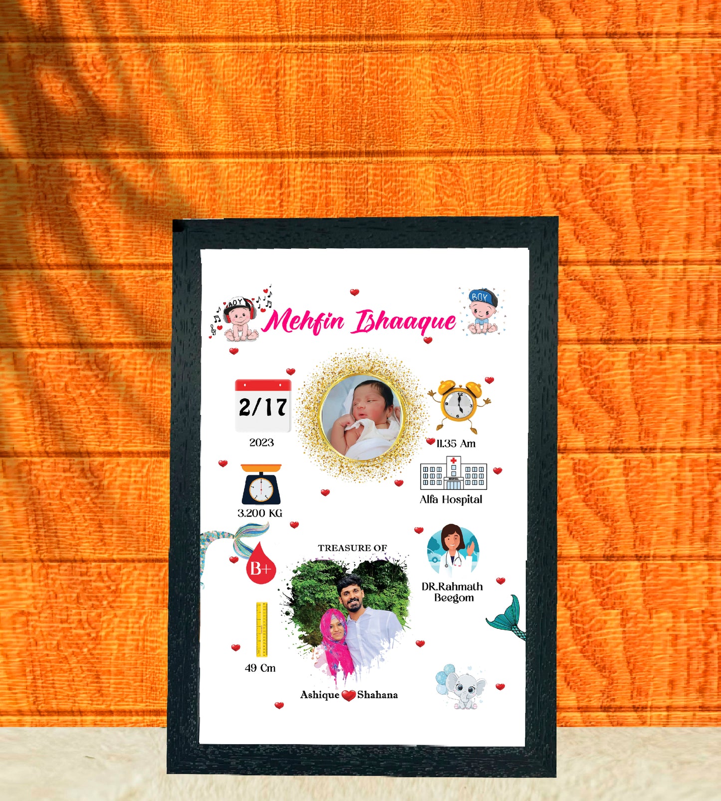Birth Record Frame – Celebrate the First Chapter of Life