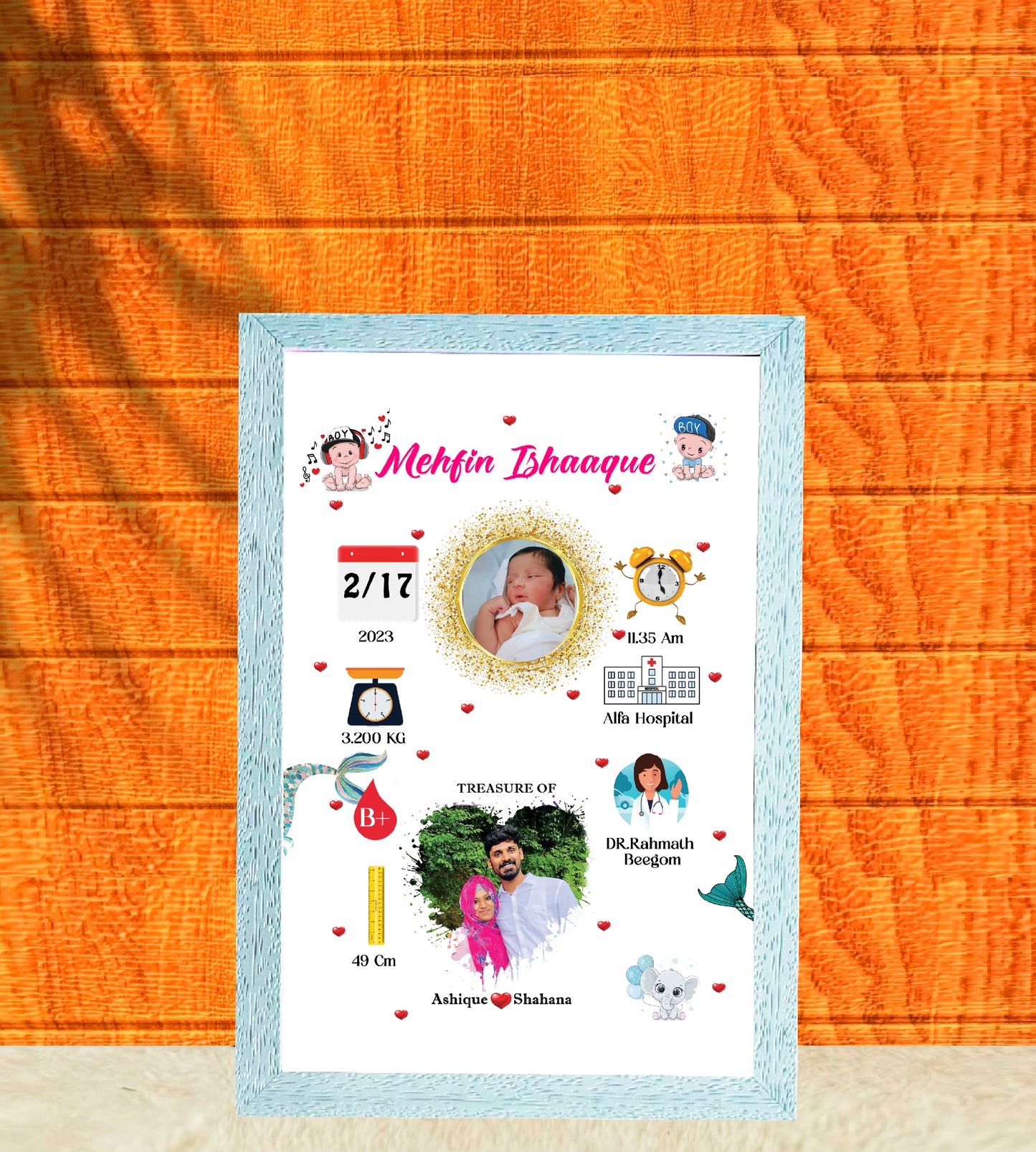 Birth Record Frame – Celebrate the First Chapter of Life
